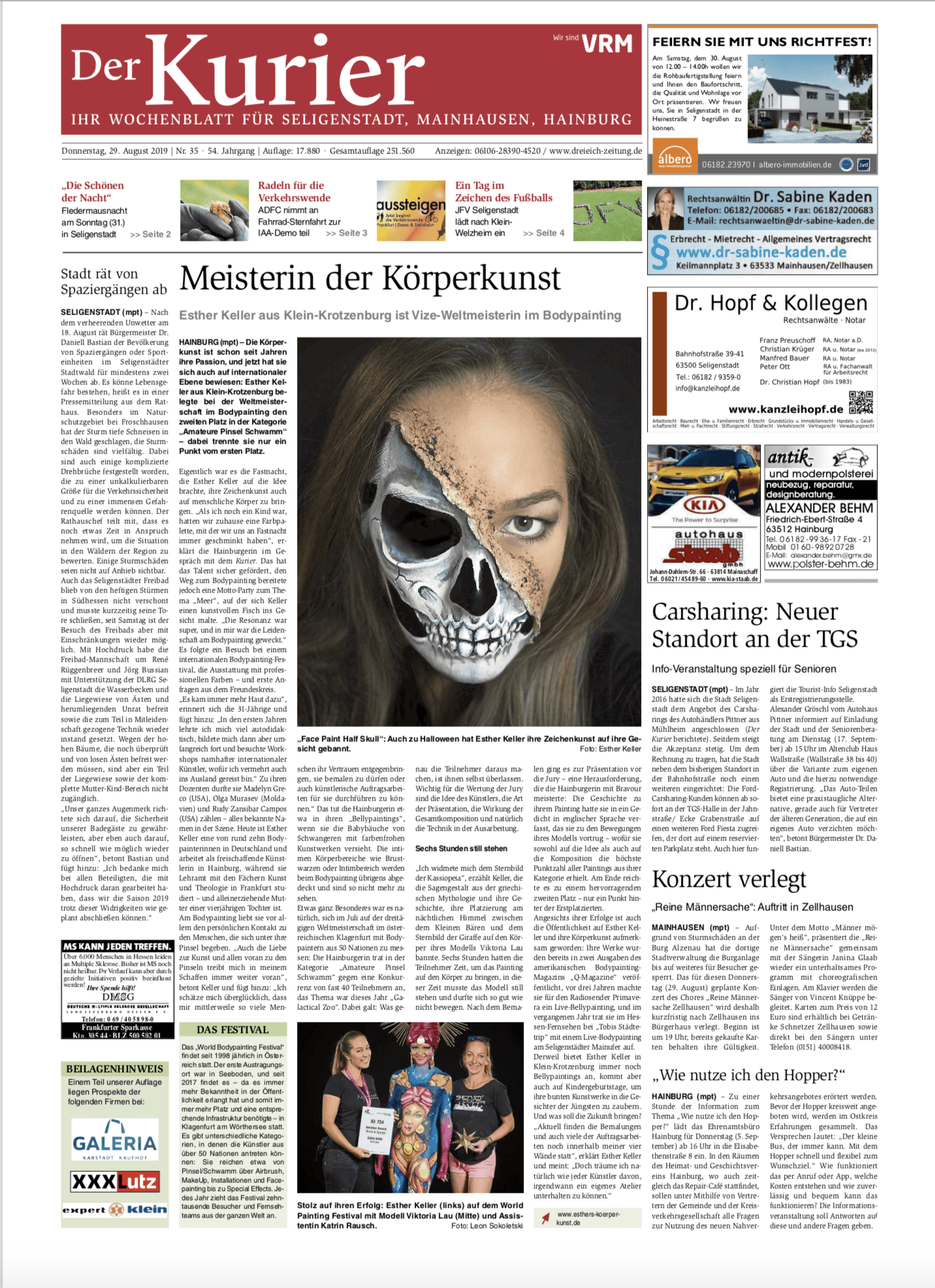 Kurier Bodypainting Weltmeisterschaft Körperkunst by Esther Keller