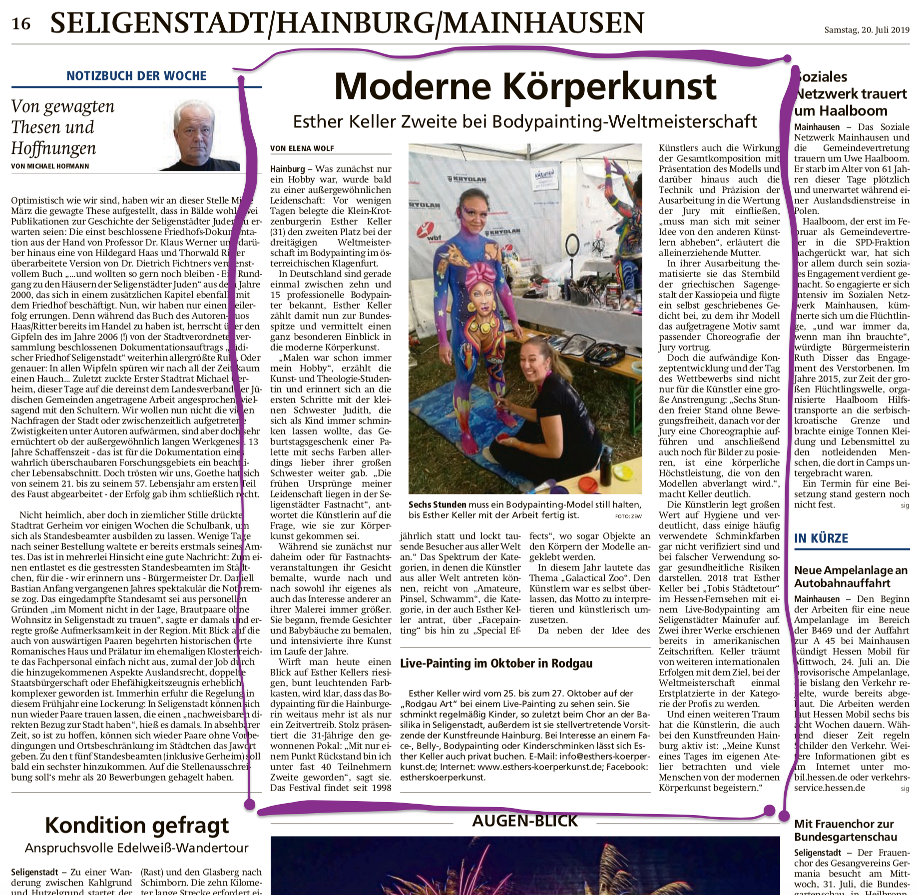Offenbach Post Bodypainting Körperkunst Esther Keller Weltmeisterschaft
