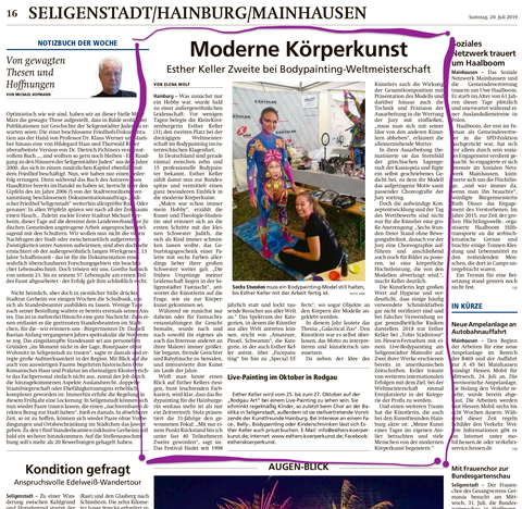 Offenbach Post Bodypainting Körperkunst Esther Keller Weltmeisterschaft