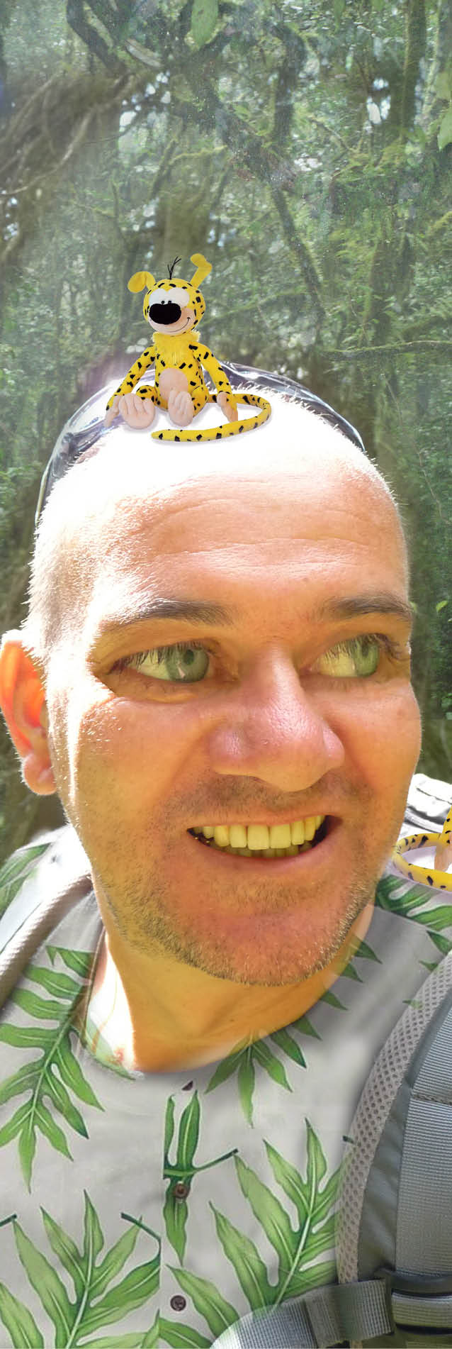 maTs arp mit einem matsupilami auf der Glatze