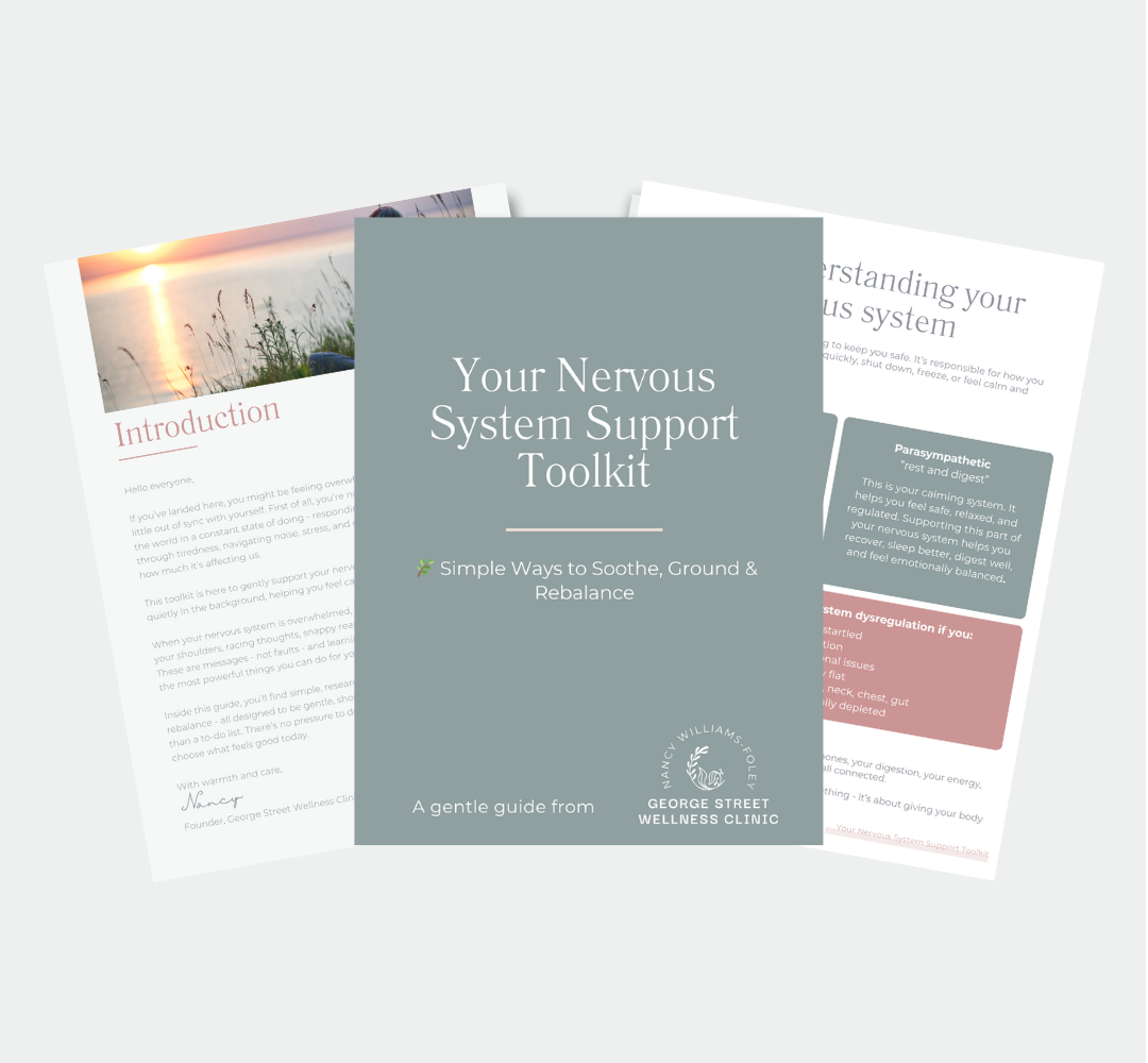 graphic showing some example pages of the nervous system toolkit