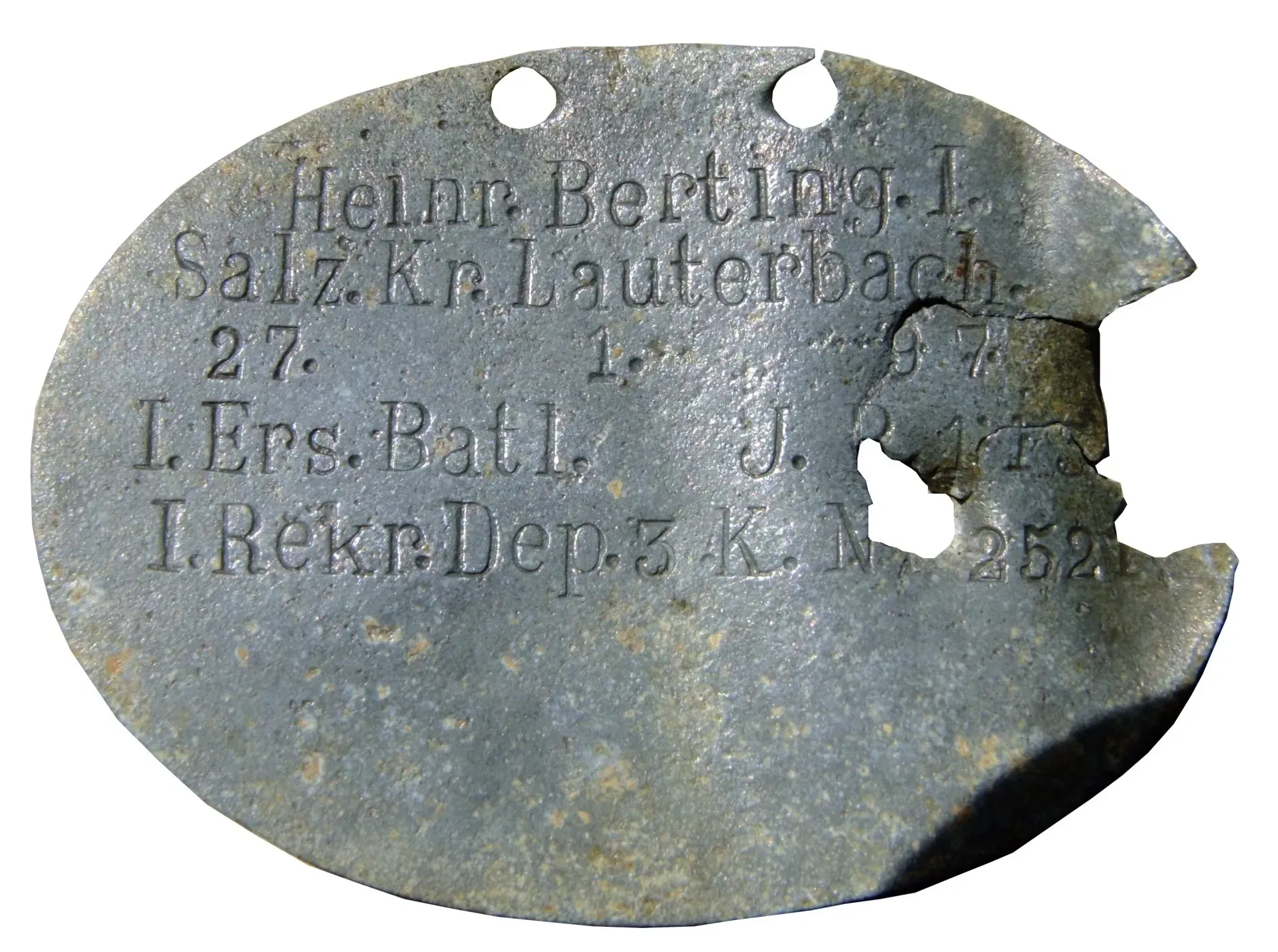 Foto der Erkennungsmarke Erkennungsmarke von Berting Heinrich
