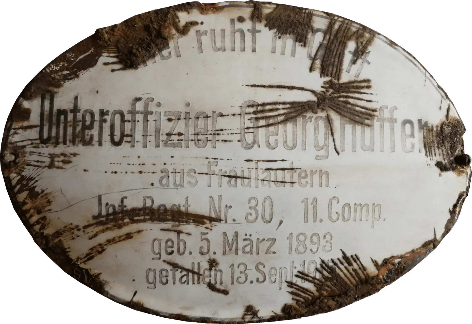 Foto der Erkennungsmarke von Huffer Georg Erkennungsmarke von Huffer Georg