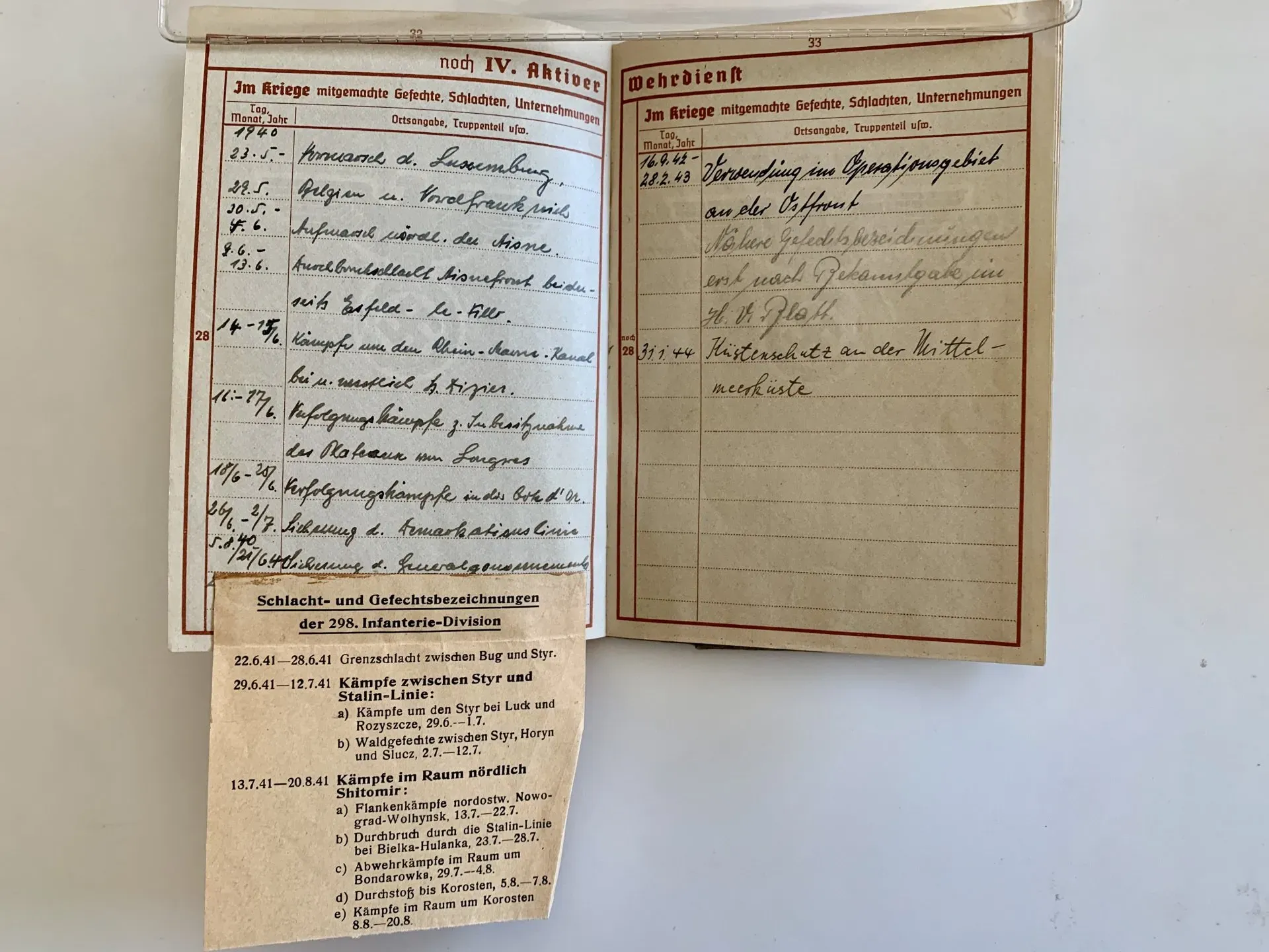 Ausweis nächste Seite mit eingeklebten Zettel Steinmetz Karl