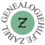 Darstellung meines Logos: schwarzes Z mit slawischem Strich auf rundem grünen Kreis und rundherum mit grauer Schrift: Genealogiehilfe Zabel Genealogiehilfe, Familienforschung kostenlos