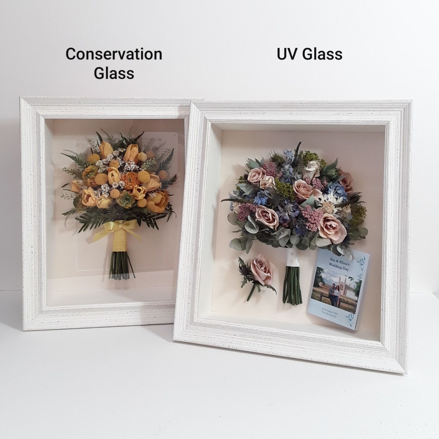 Conservation glass on your preserved bouquet.