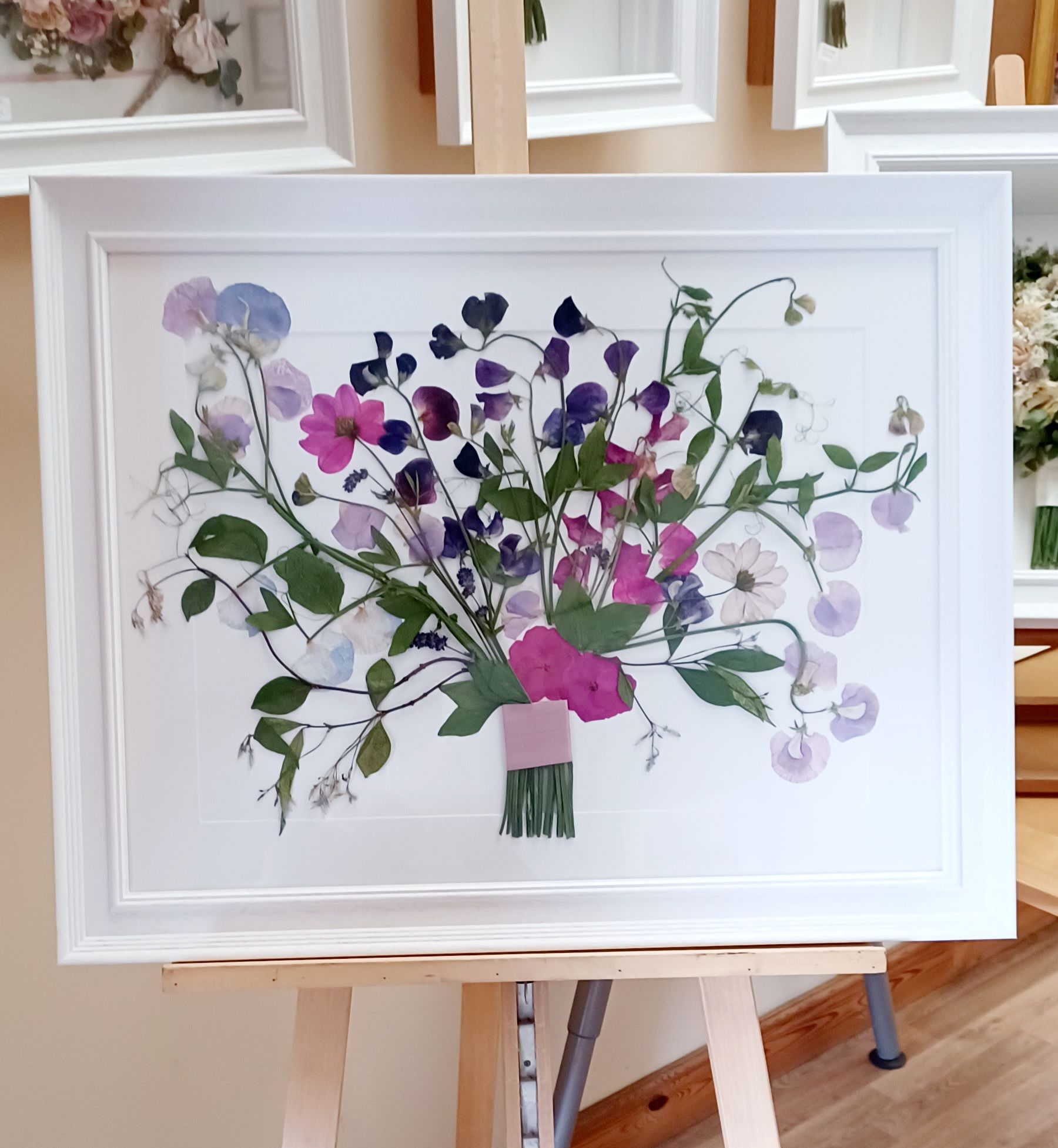 Pressed and displayed bouquet