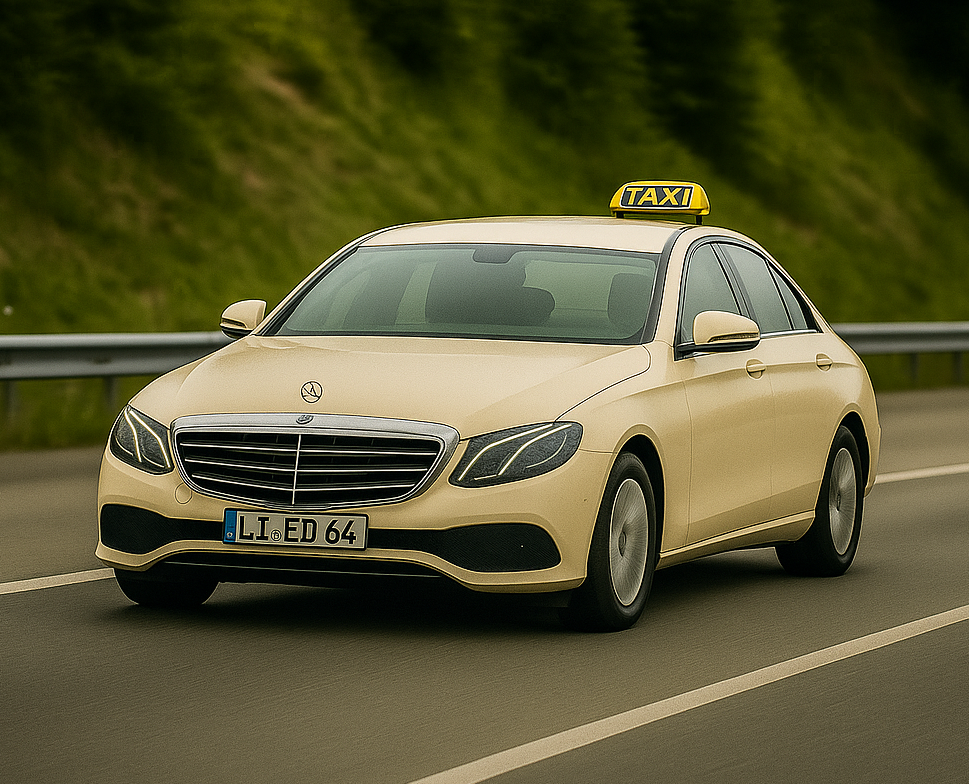 Mercedes Taxi auf der Autobahn