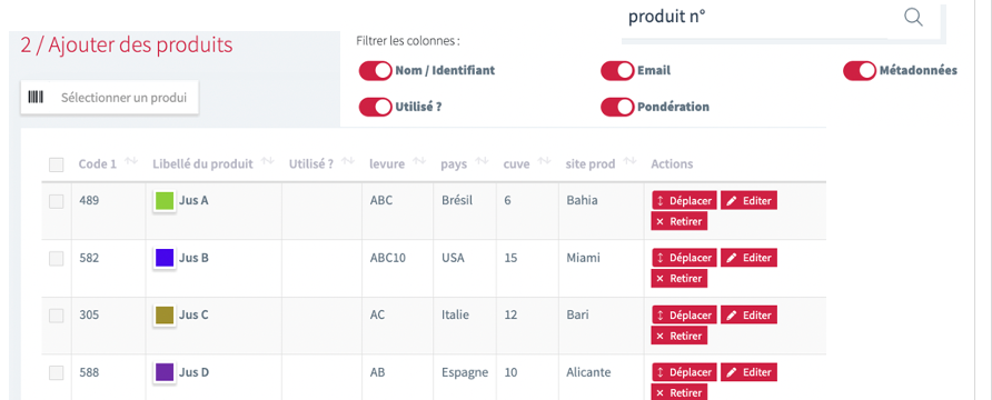 N°7 : Possibilité d'importer des données en masse dans la base de données 'Produits'.