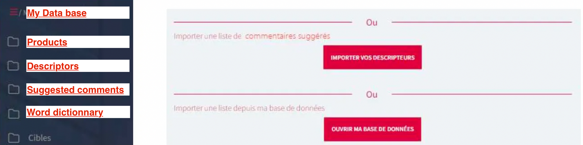 N°7 : Possibilité d'importer des données en masse dans la base de données 'Produits'.