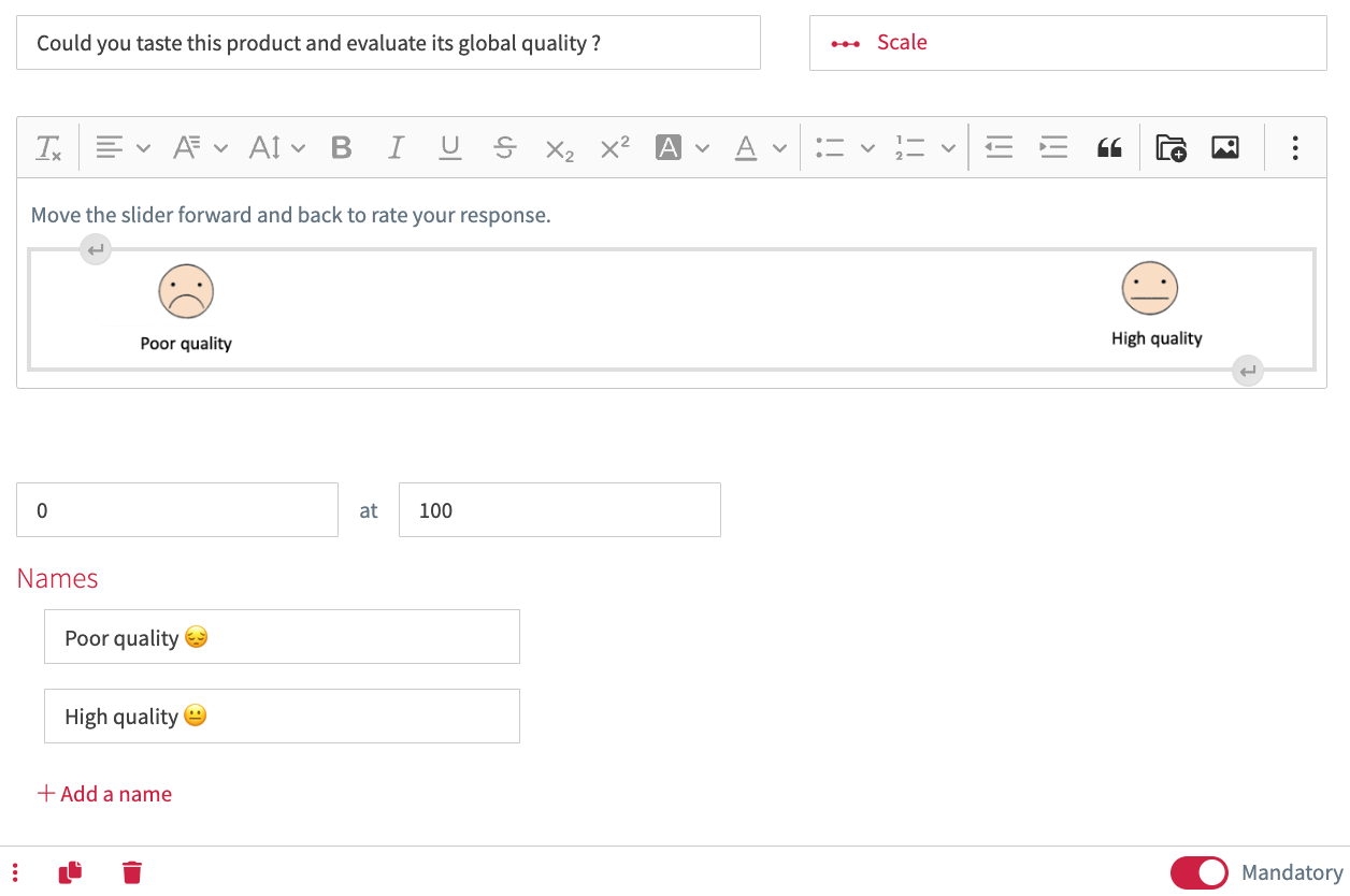 N°8 : Consumer tests
- Possible insertion of pictures
- Possible insertion of emoticons
- Extended description of the question