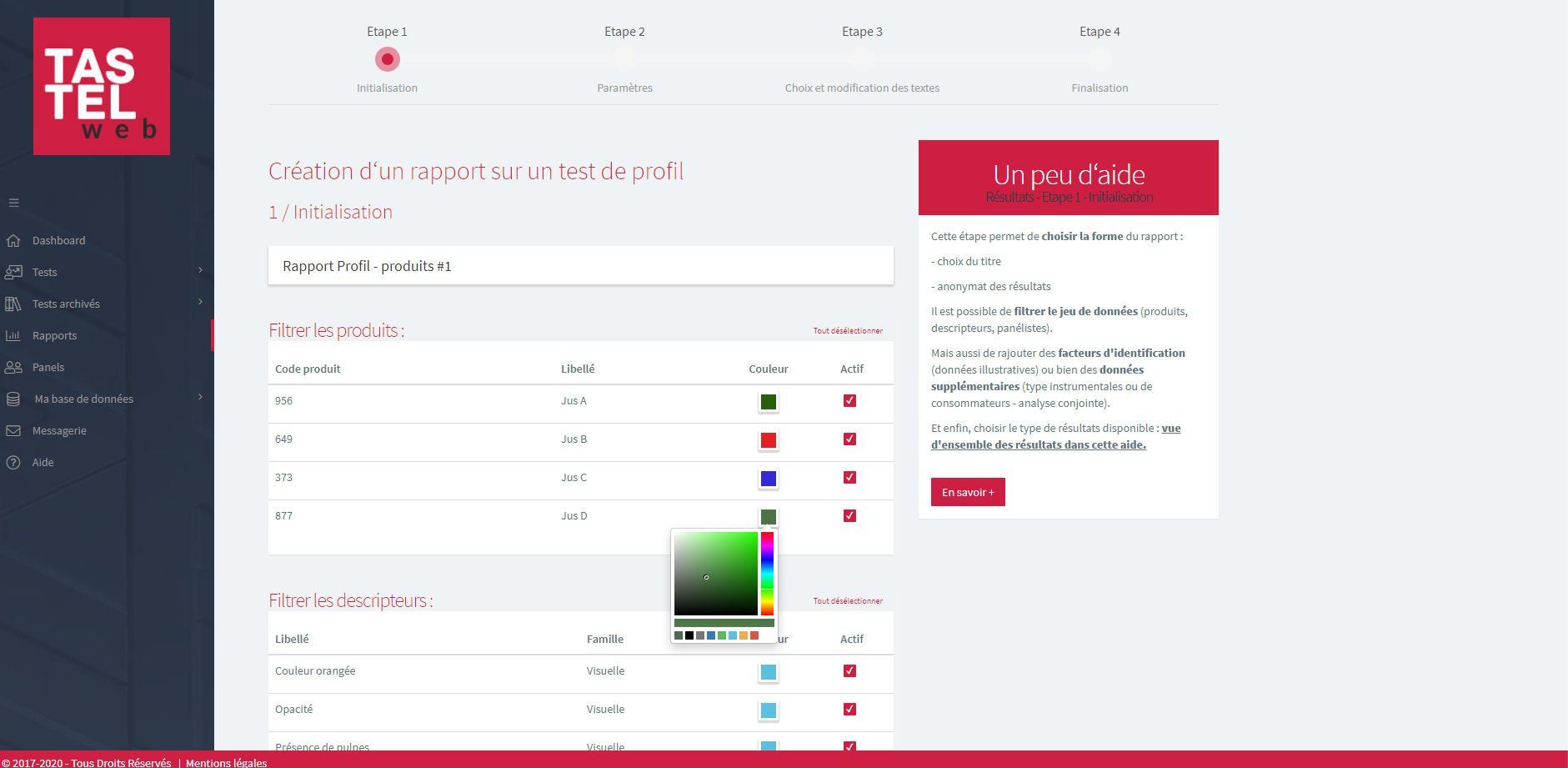 Tastelweb tests, Analyse sensorielle logiciel, sensory analysis software