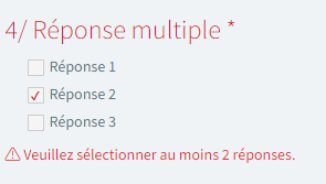 N°8 : Tests consommateurs
- Nombre minimum, maximum pour choix multiples / tableaux croisés
