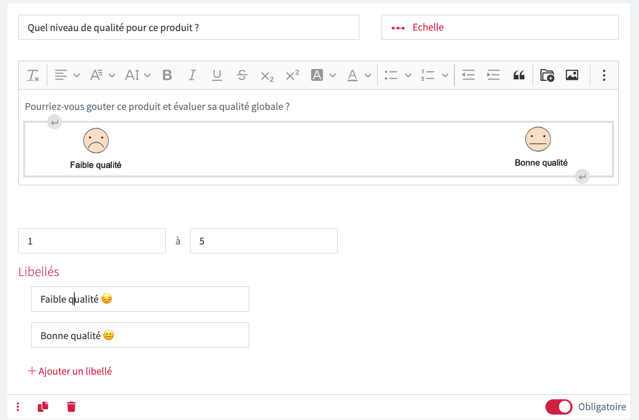 N°8 : Tests consommateurs
- Insertion possible d’images
- Insertion possible d'émoticônes 
- Descriptif étendu de la question
