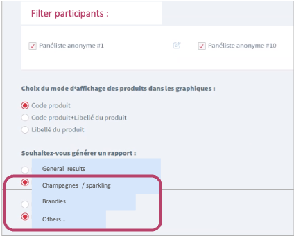 Quali® Profile : a menu featuring general as well as specific results.