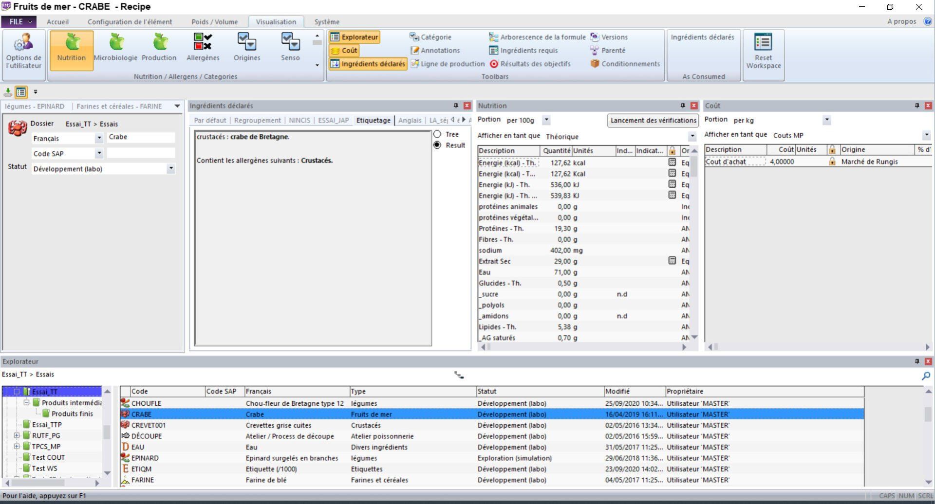 logiciel gestion de formulation, Recipe software, ABT Informatique