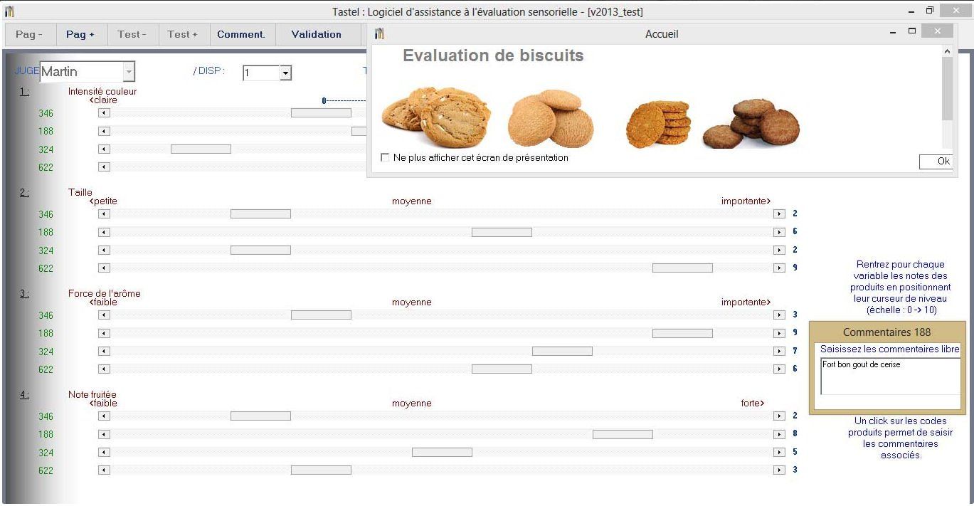 Tastel saisie input , Analyse sensorielle logiciel, sensory analysis software
