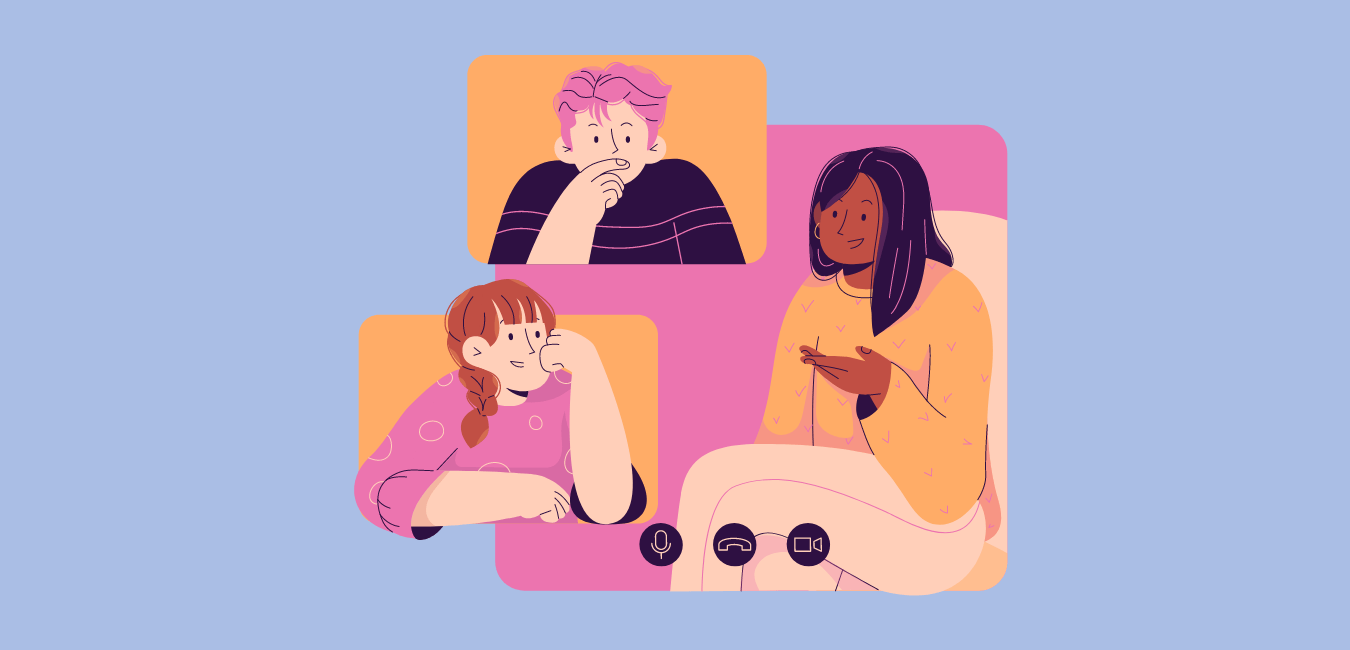 Graphic of three people having a video call