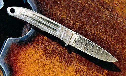 Nr.11 Integralmesser aus Wellendamast Griffeinlagen von unten