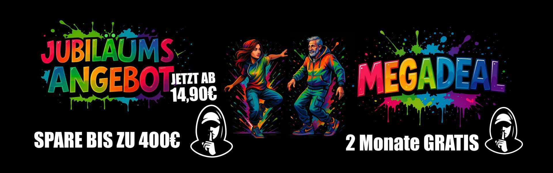 AKTUELLE AKTION Aktuelles Aktionsangebot bei Balanx Fitness – tanzendes Paar im 24-Stunden-Fitnessstudio