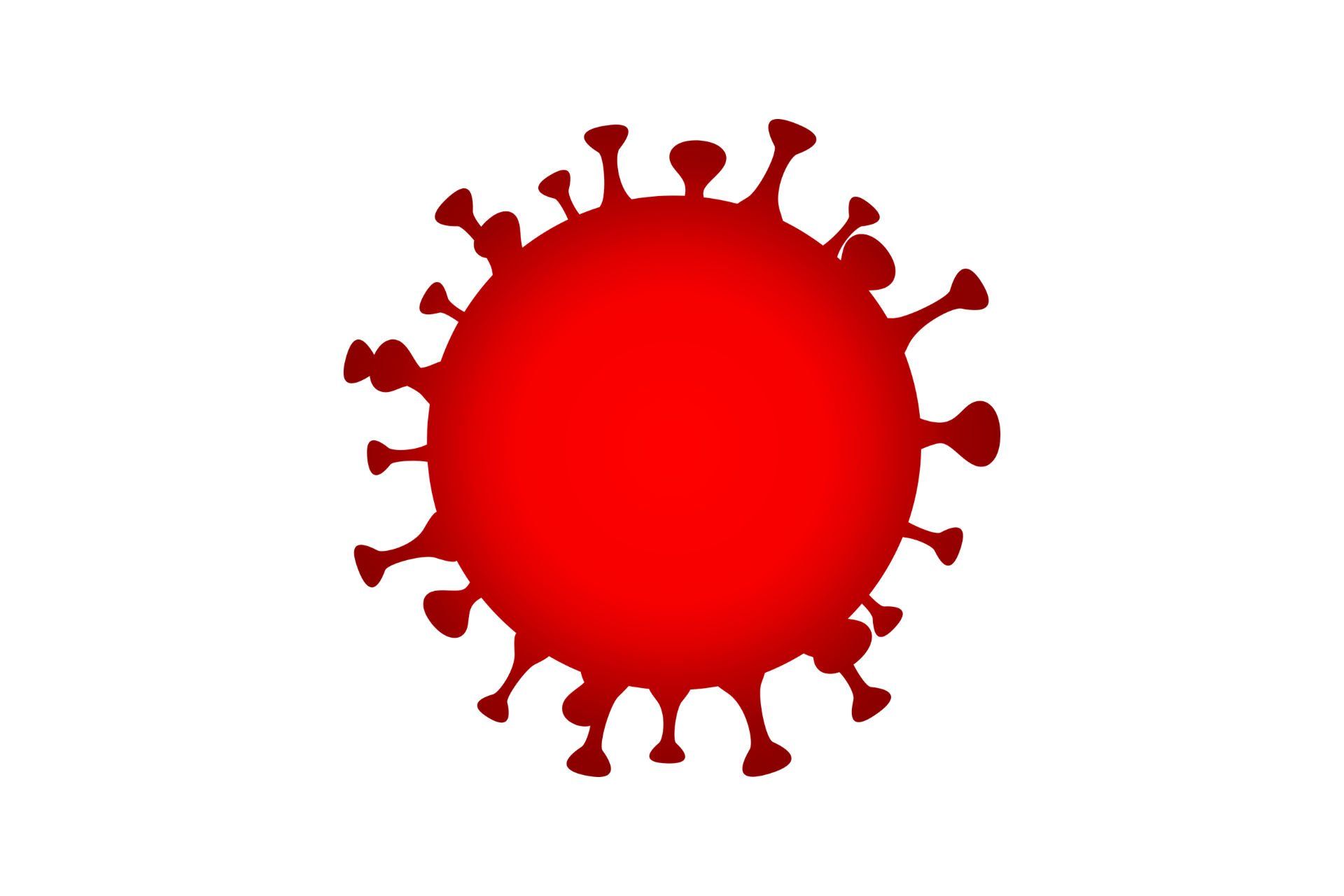rot eingefärbte Form eines vergrößerten Corona-Virus