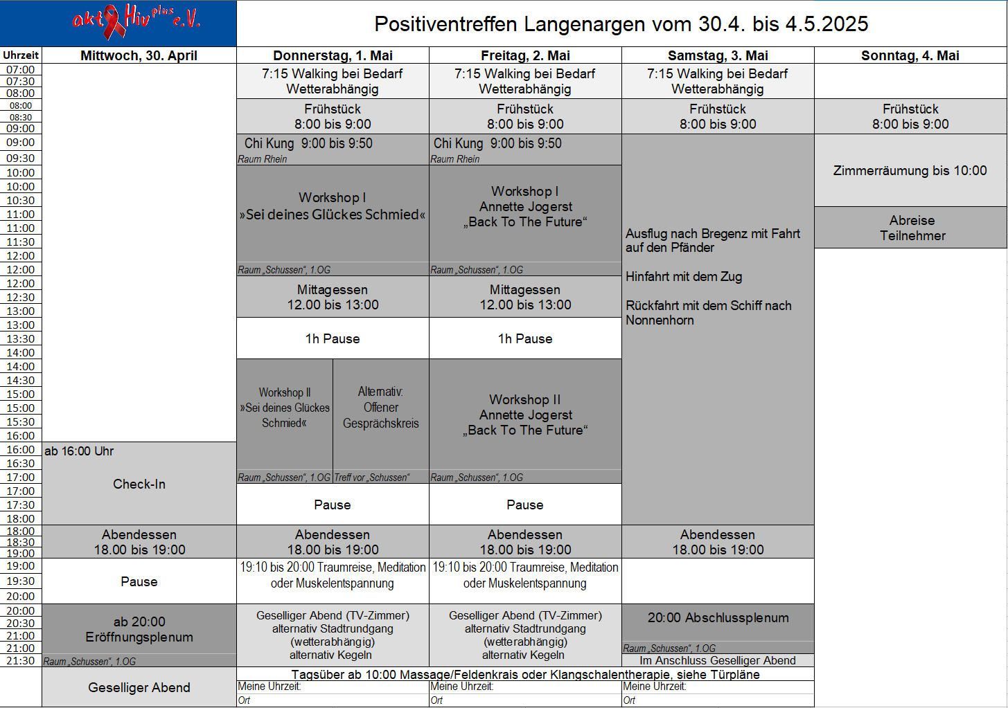 Programm Treffen vom 28.11. - 03.12.2023