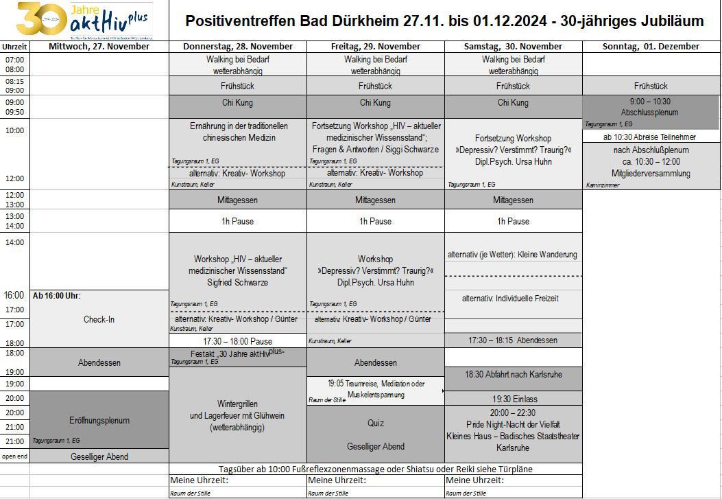 Programm Treffen vom 28.11. - 03.12.2023