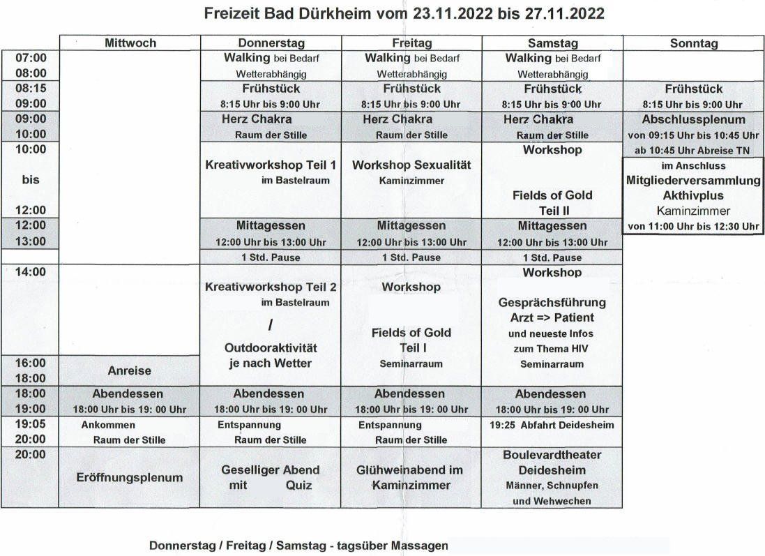 Programm November-Treffen in Bad Dürckheim