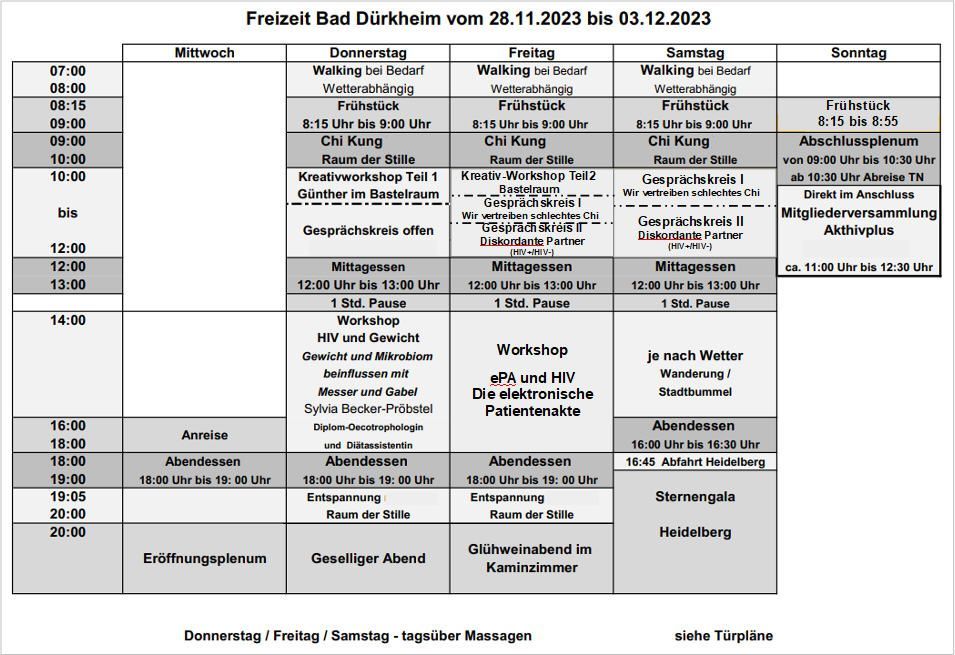 Programm Treffen vom 28.11. - 03.12.2023