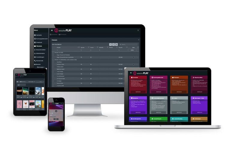 4 Devices mit Screenshots eines Softwareprojekts von POINT beim Kunden Weischer.Media