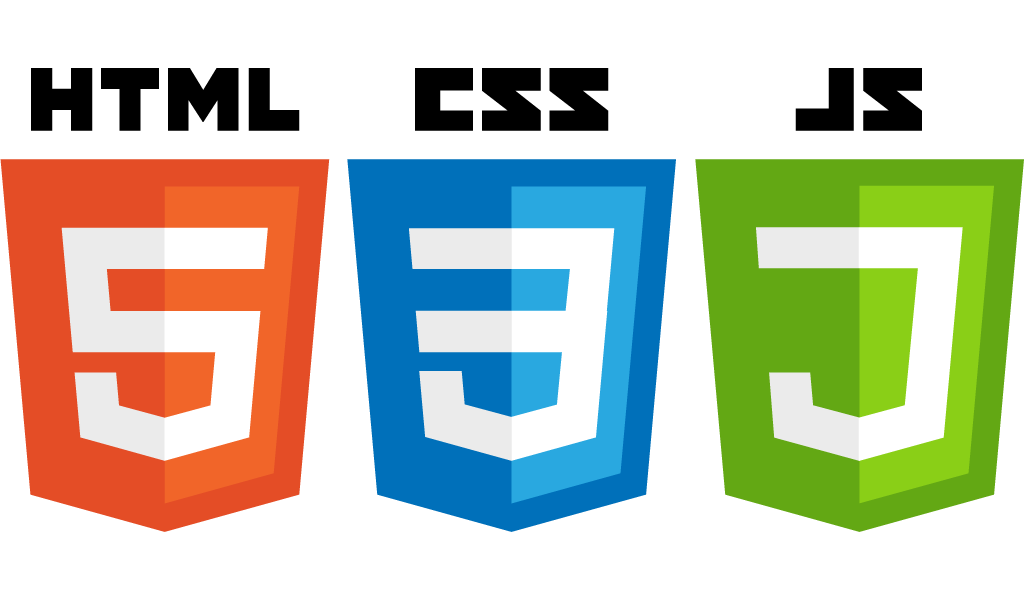 Logos der Programmiersprachen HTML 5, CSS 3 und JavaScript