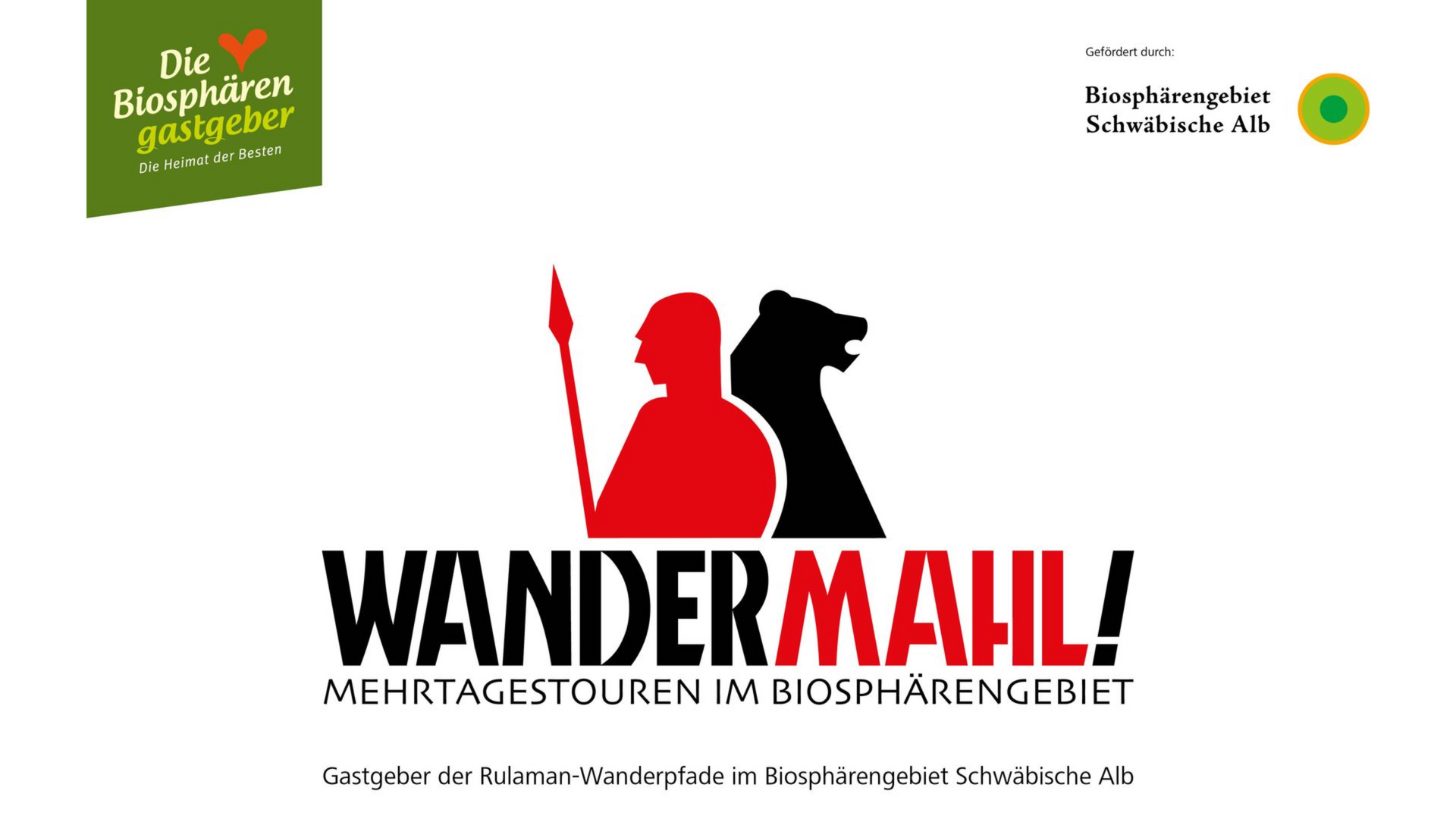 Logo der WanderMahl-Initiative im Biosphärengebiet Schwäbische Alb mit stilisierter Wanderer-Silhouette.