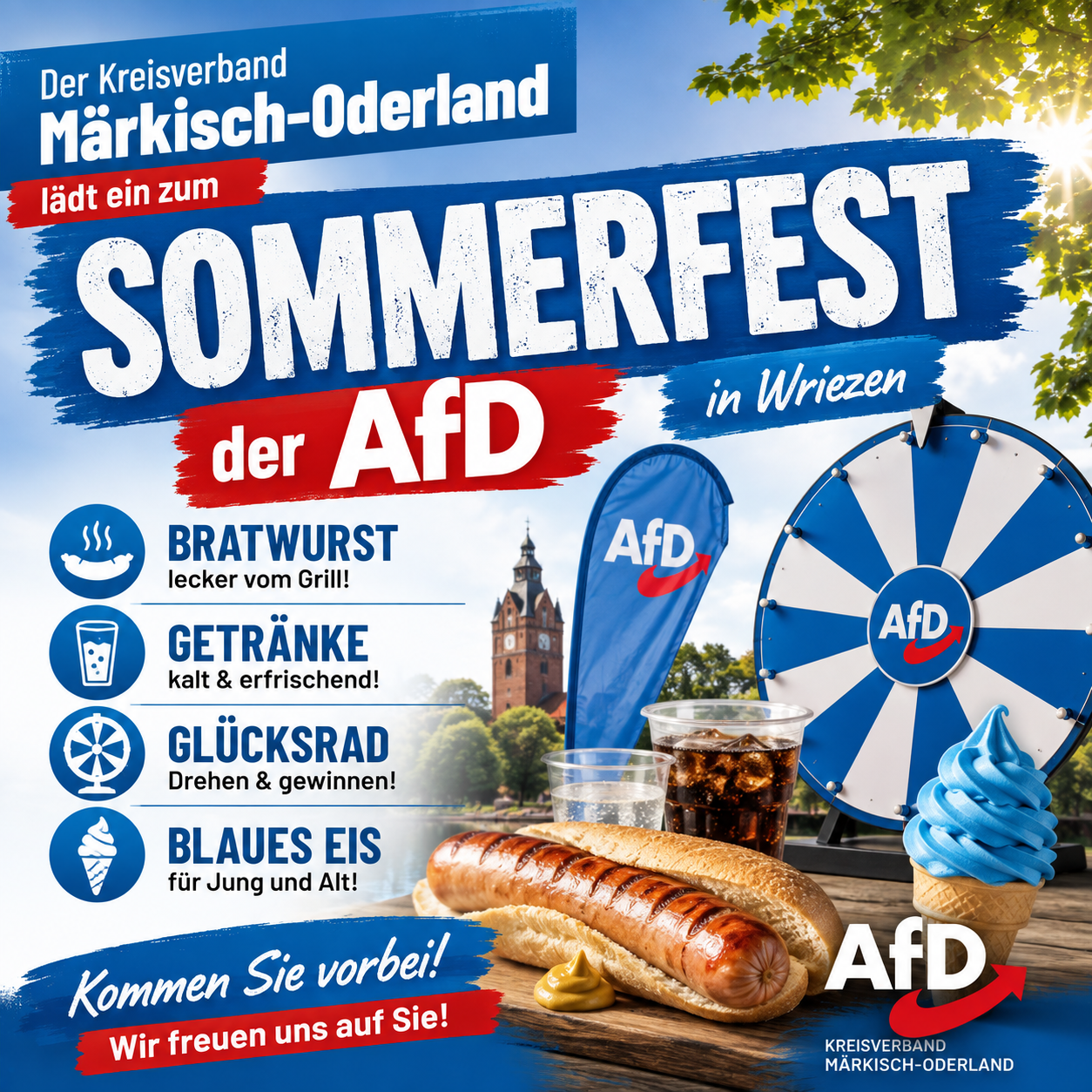 Einladung zum Sommerfest des AfD Kreisverband Märkisch-Oderland in Wriezen.