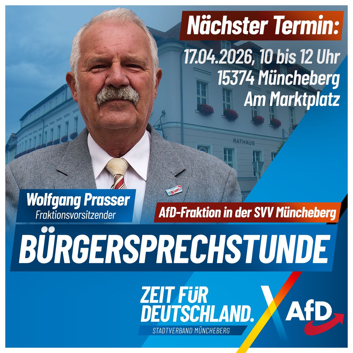 Die AfD-Fraktion in der SVV Müncheberg lädt alle interessierten Bürger ein zur Bürgersprechstunde