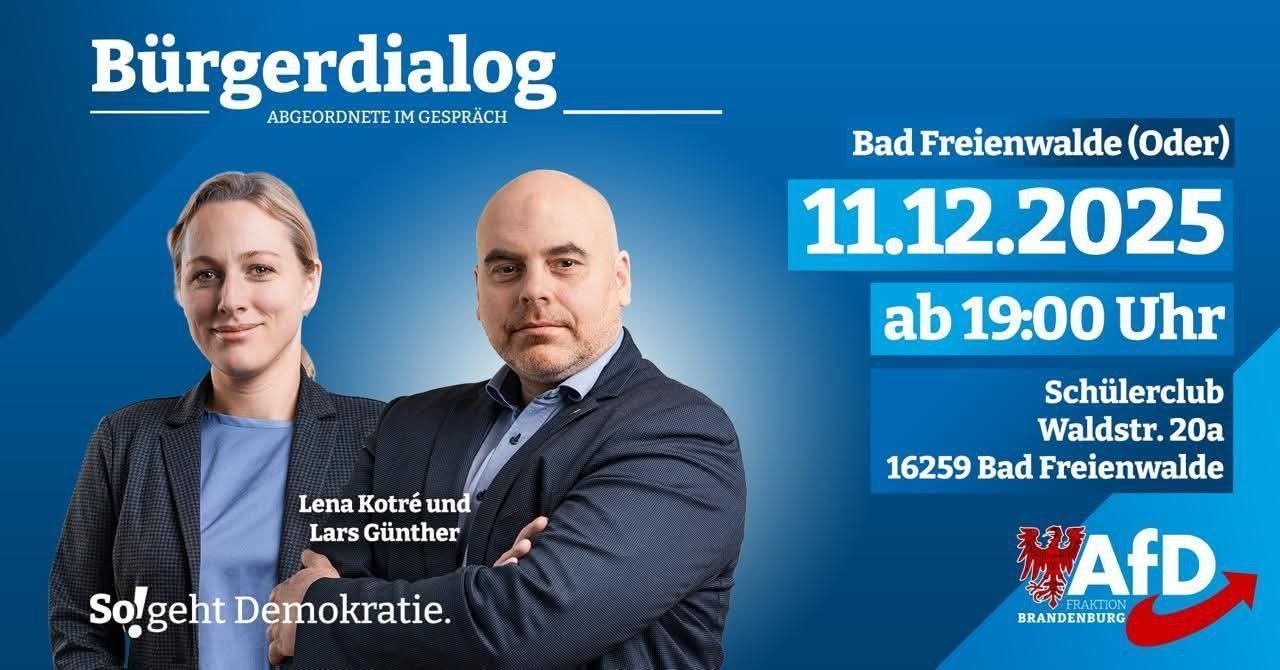 Bürgerdialog in Bad Freienwalde mit den Landtagsabgeordneten Lena Kotré und Lars Günther.