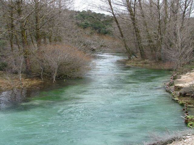 Detalle de las aguas turquesas del río Abión.