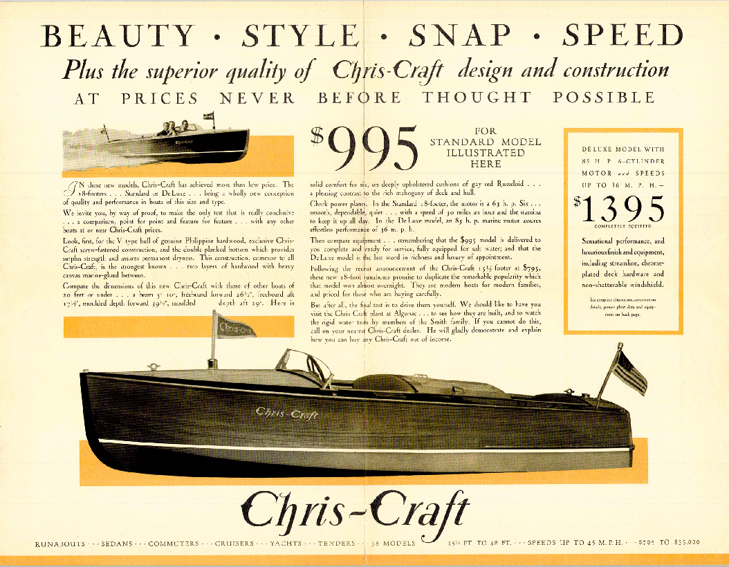 Chris Craft wooden speed boats & cruisers