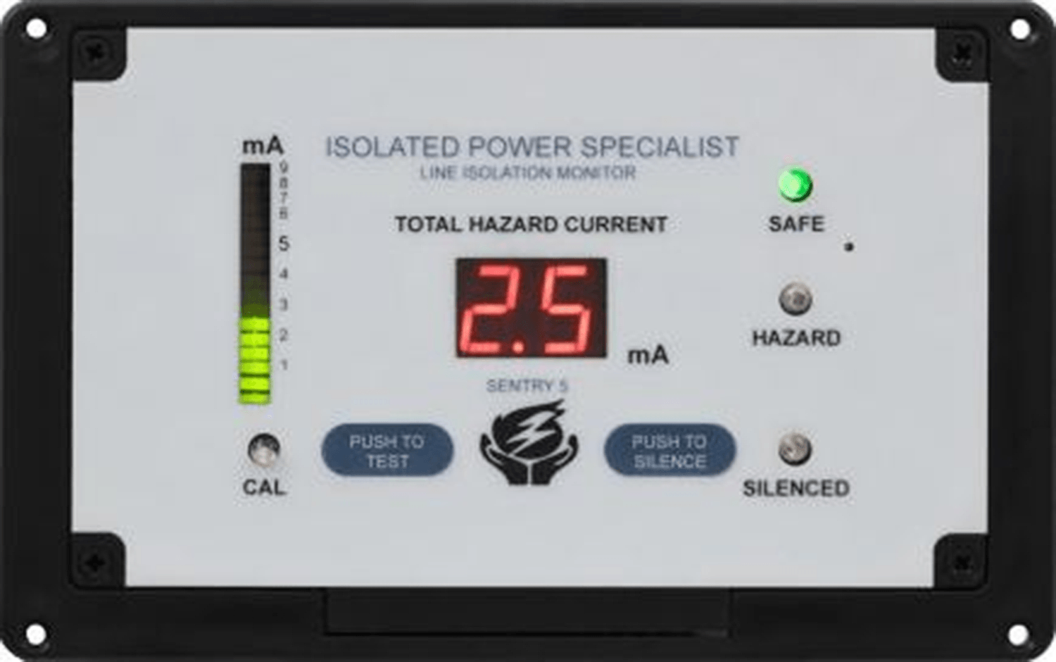 State-of-the-art Self-voltage and self-frequency selection Line Isolation Monitor Sentry 5 line Isolation monitor