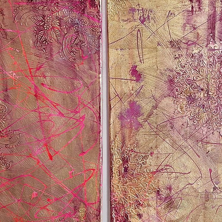 Kunst, Struktur, Acryl, Blattmetall 
 40 x 100 cm