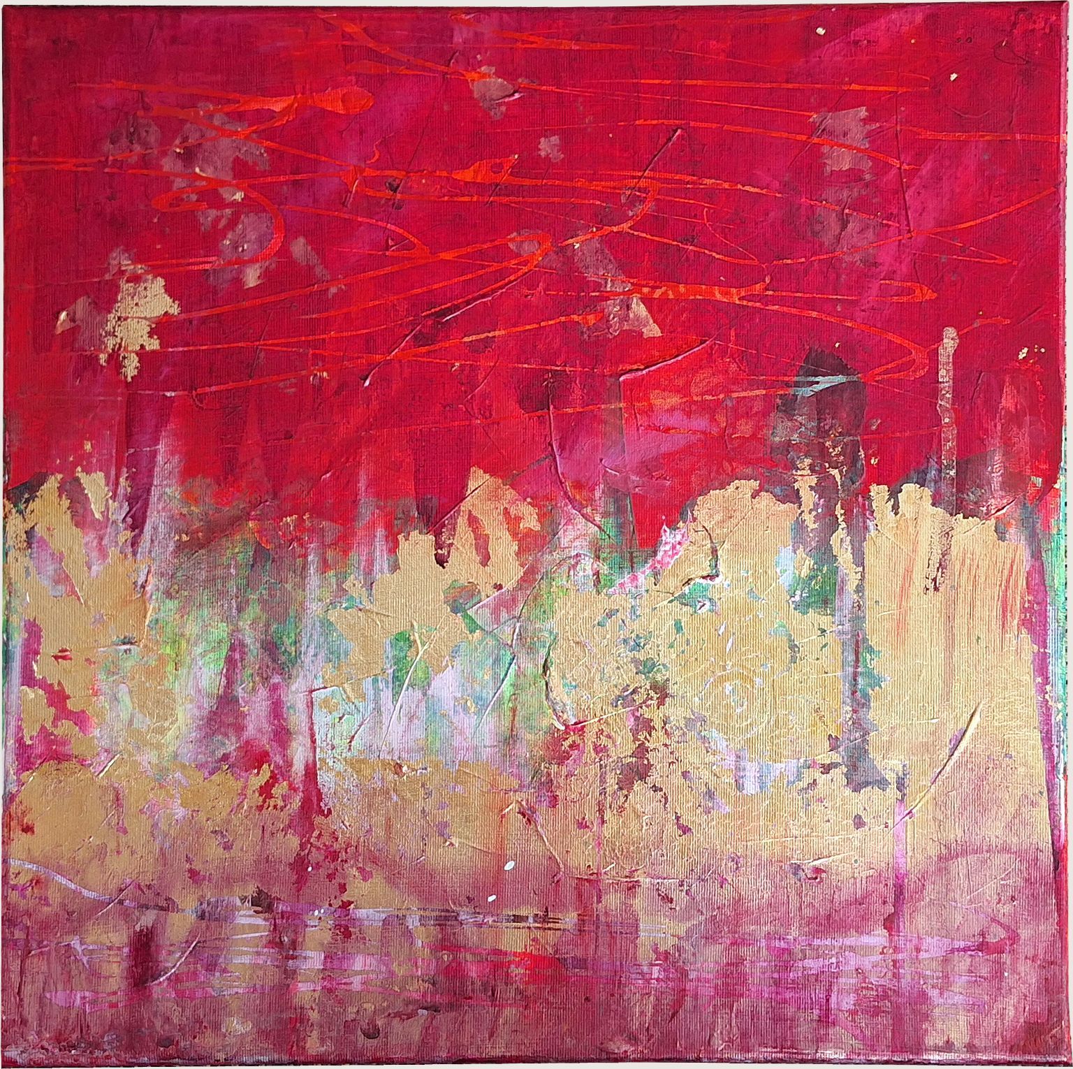 Acryl, Blattmetall, 50 x 50 cm