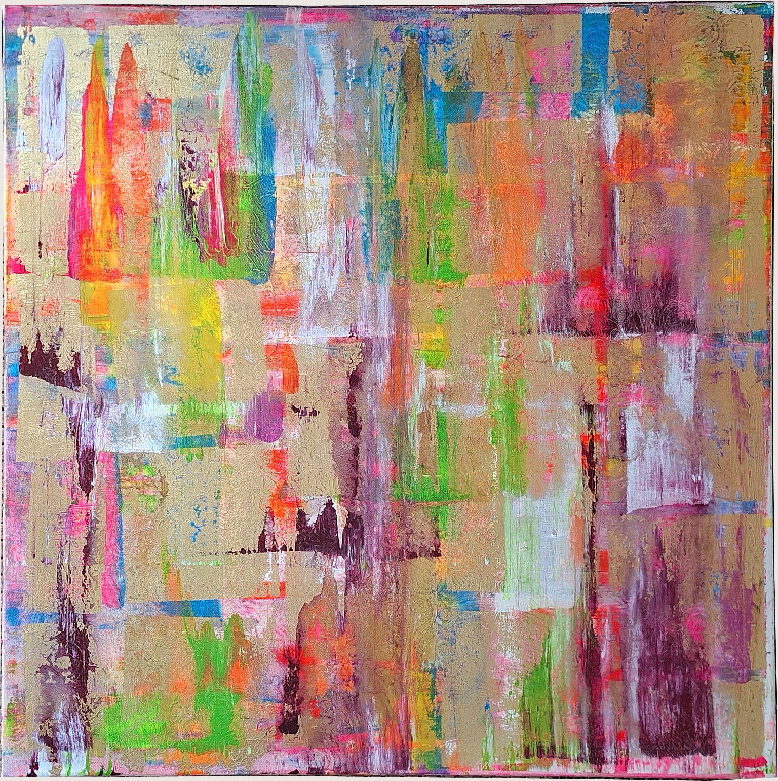 Acryl, Blattmetall, 70 x 70 cm