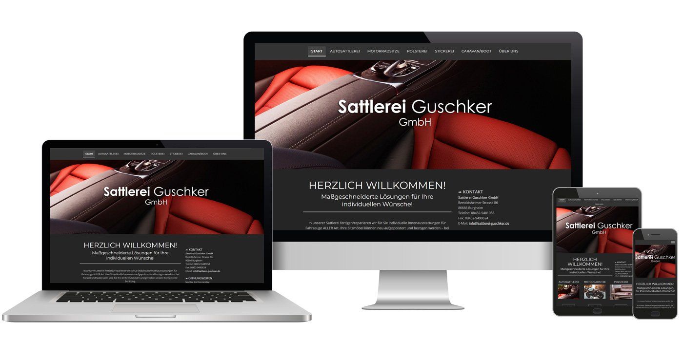 Sattlerei Guschker GmbH – Autosattlerei, Motorradsattlerei, Polsterei, Caravan/Boot Sattlerei Guschker GmbH – Autosattlerei, Motorradsattlerei, Polsterei, Caravan/Boot
Webdesign in Ingolstadt