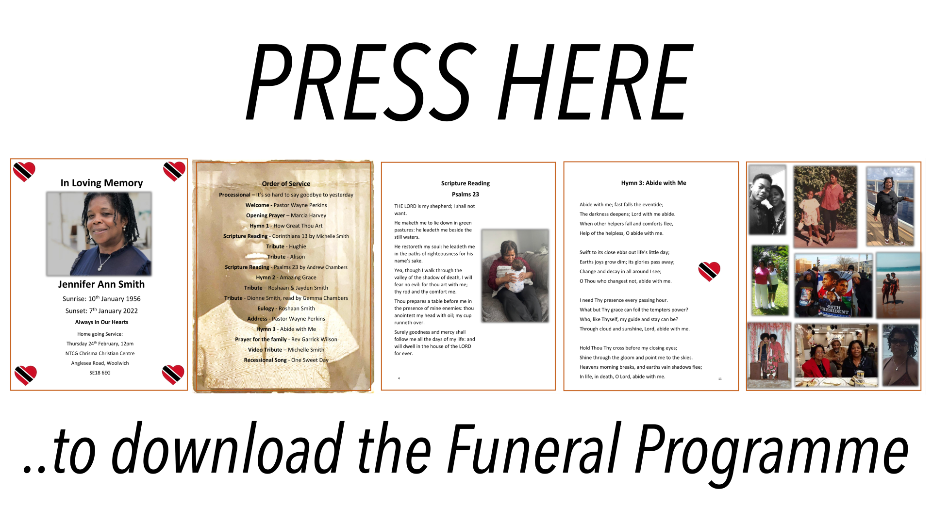 Jennifer Ann Smith Order of Service