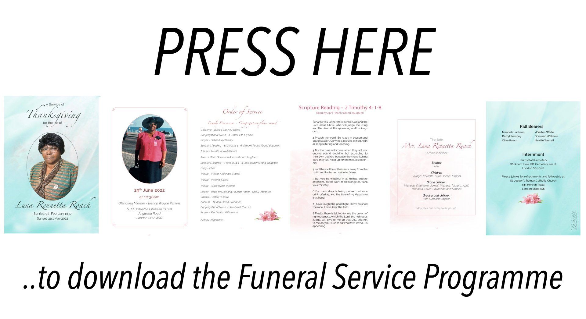 Jennifer Ann Smith Order of Service