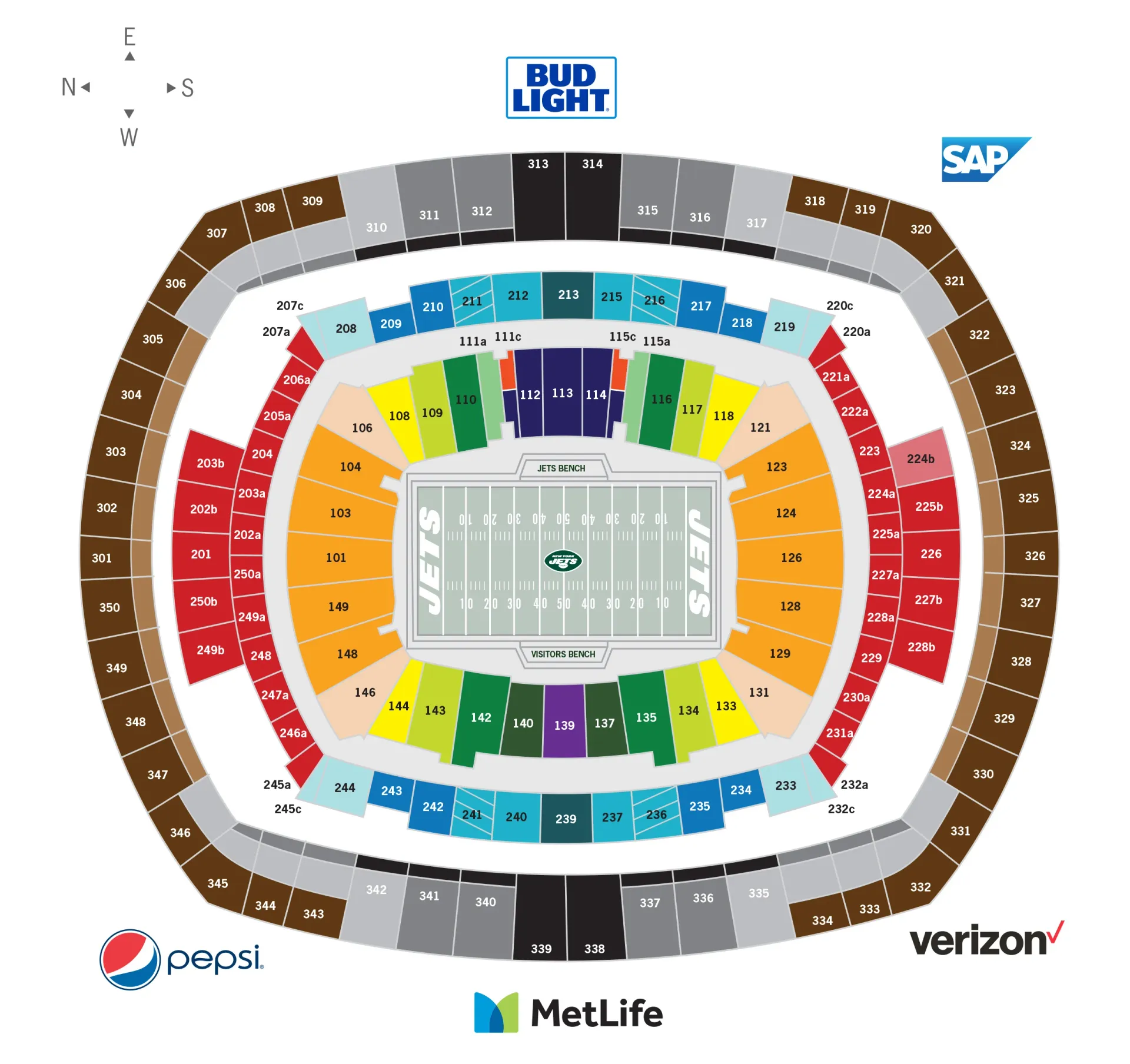 New York Jets Tickets - MetLife Stadium Sitzplan