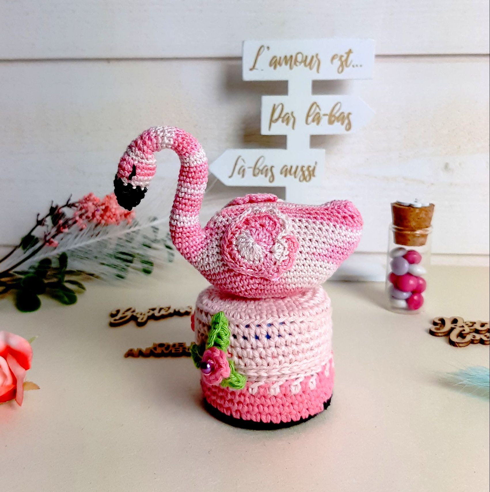Cygne, amigurumis, cygne rose, boite, plaisir d'offrir, boite cadeau