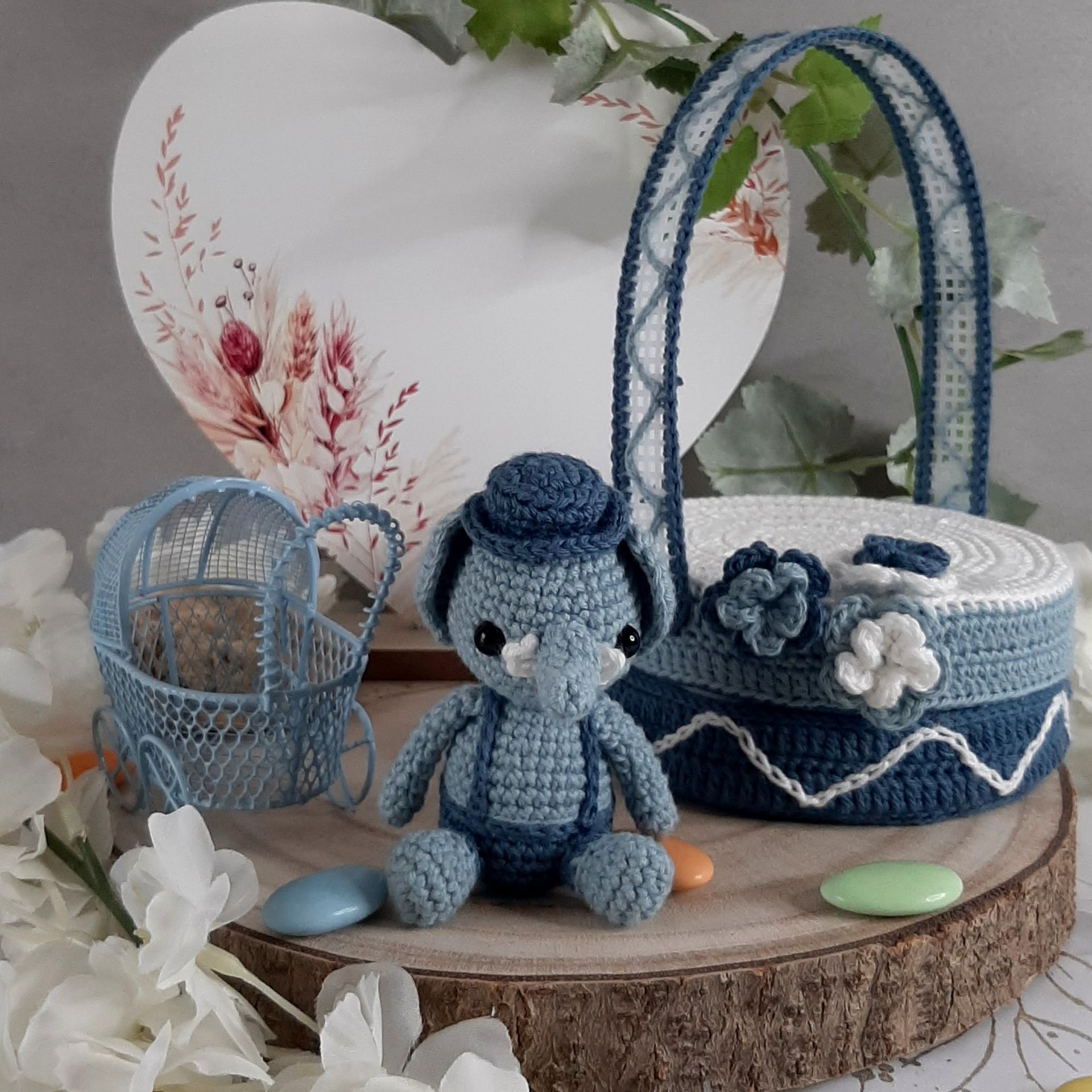 Boite Baptême et son Eléphant bleu