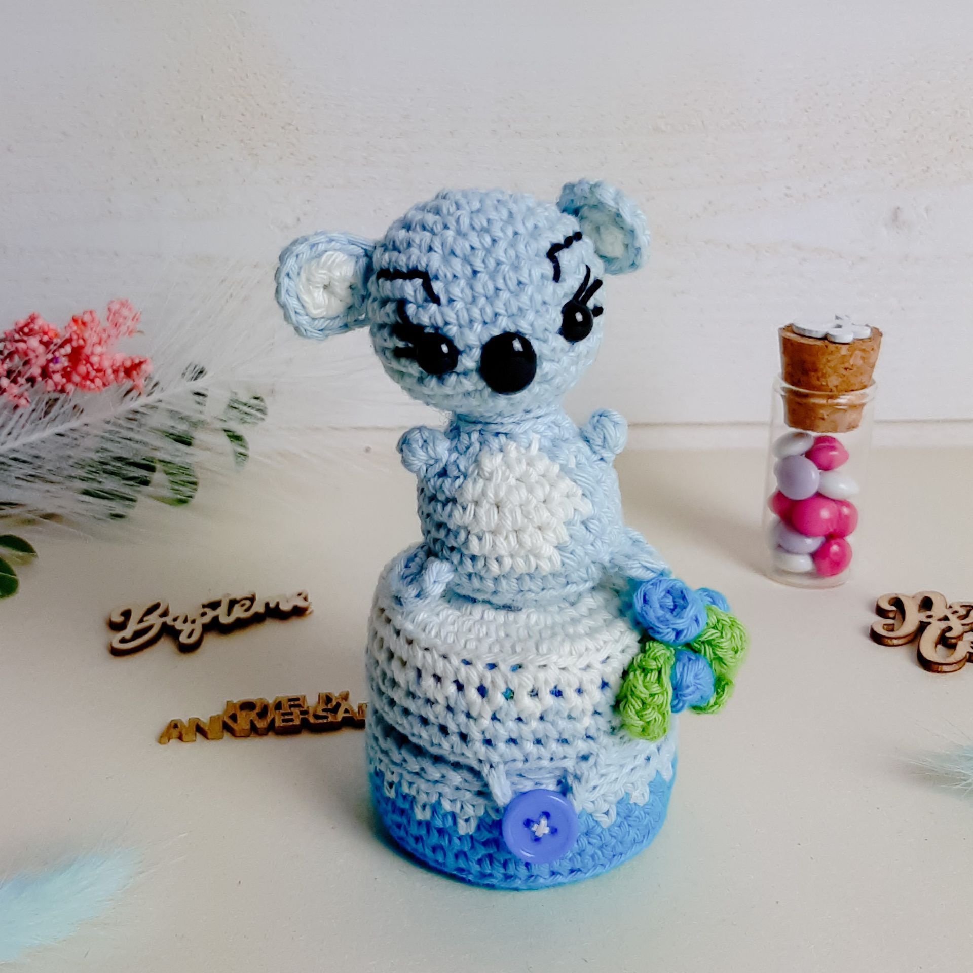 Boite cadeau enfant personnalisé, Boite à merveilles pour offrir, boite à dragées pour garçon, boite à dragées invités d'honneur, boite à dragées pour parrain, boite surprise ourson bleue, ourson bleue à offrir