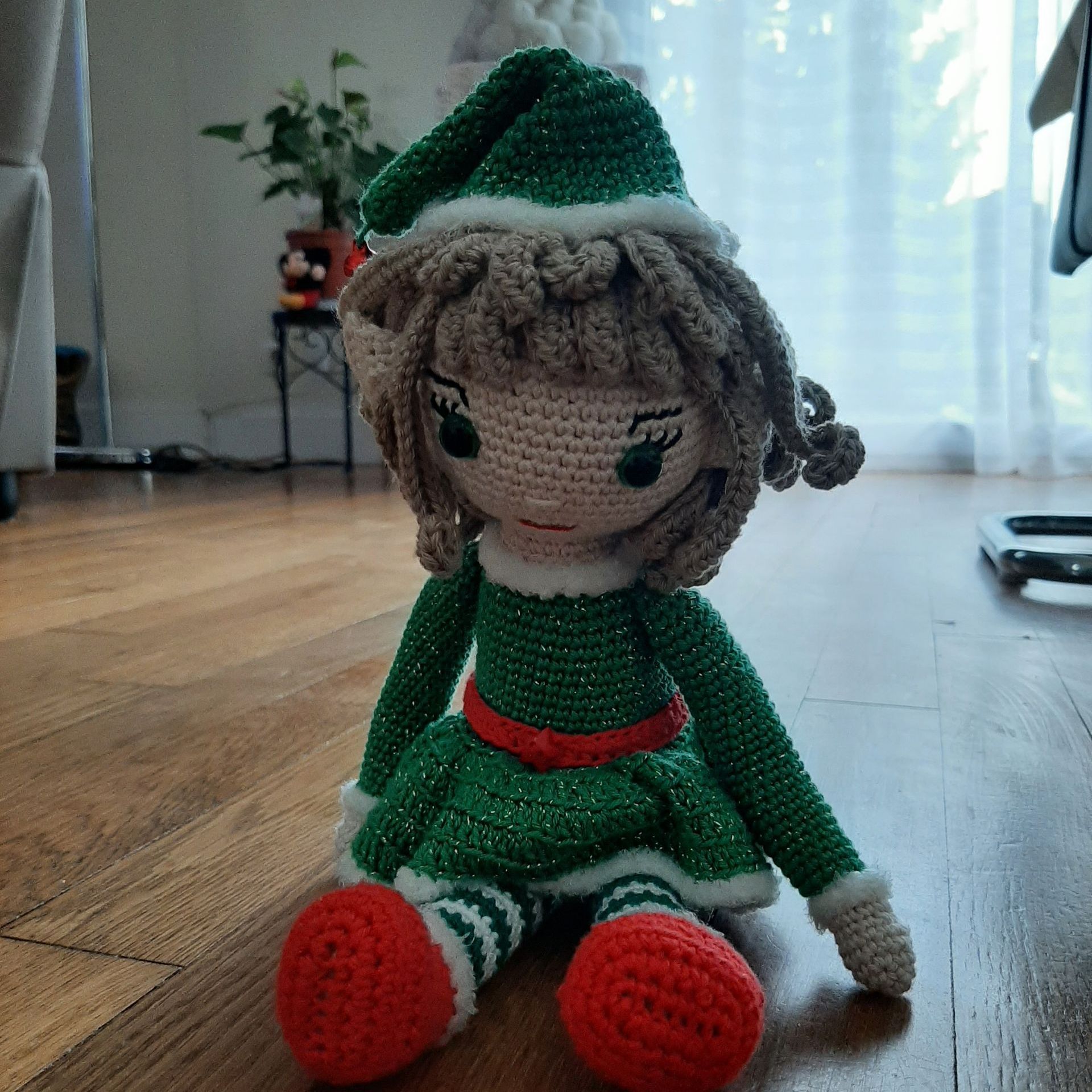 Neige Lutine de noél en robe verte