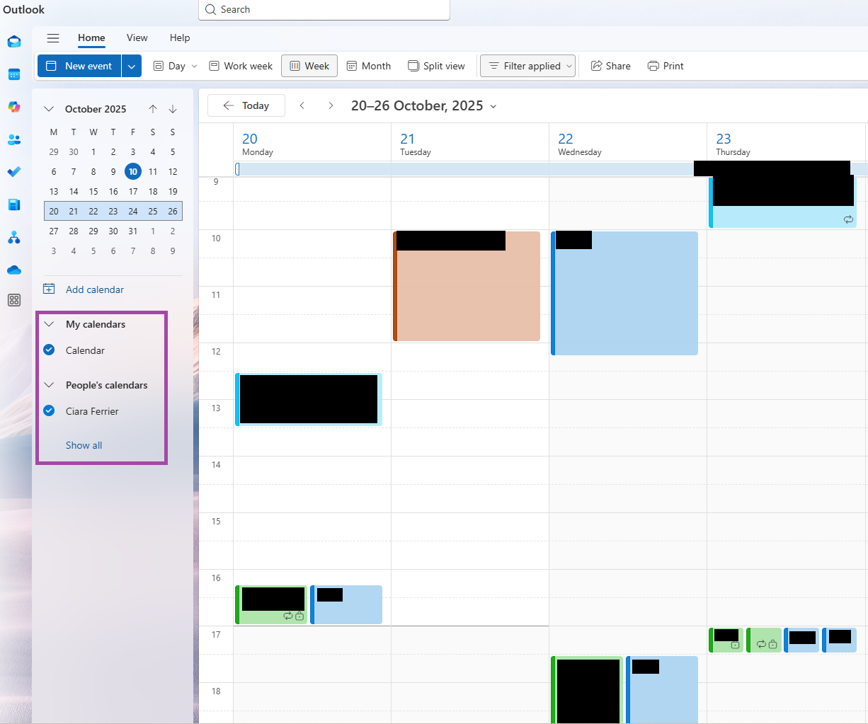 Ciara Ferrier Business Administration Services - layered calendars